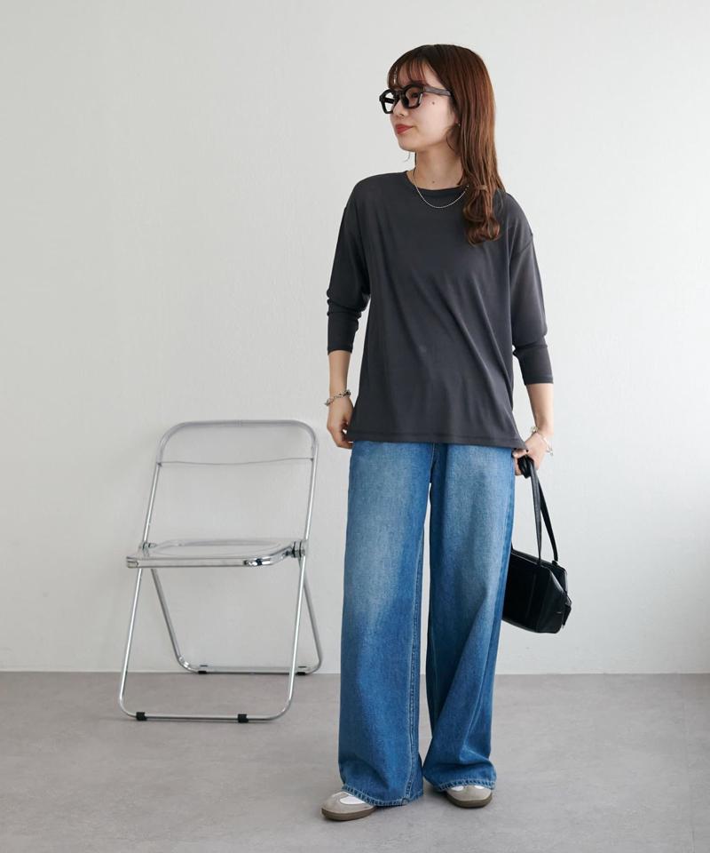 【新色追加/万能インナー/12色展開】梨地シアーシンプルTシャツ《WEB限定》