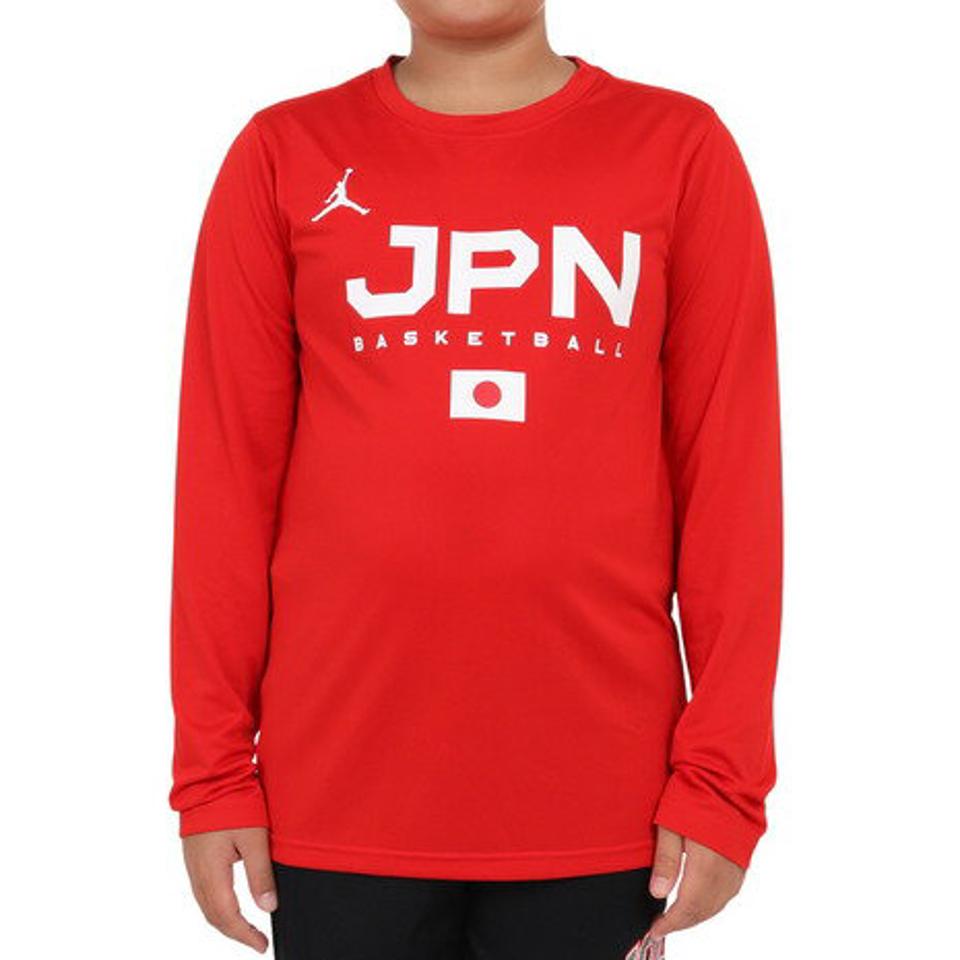ジョーダン（JORDAN）（キッズ）バスケ 日本代表 Tシャツ ジュニア 長袖 JPN 2023 W杯 レッド YGB7NBA2-RED