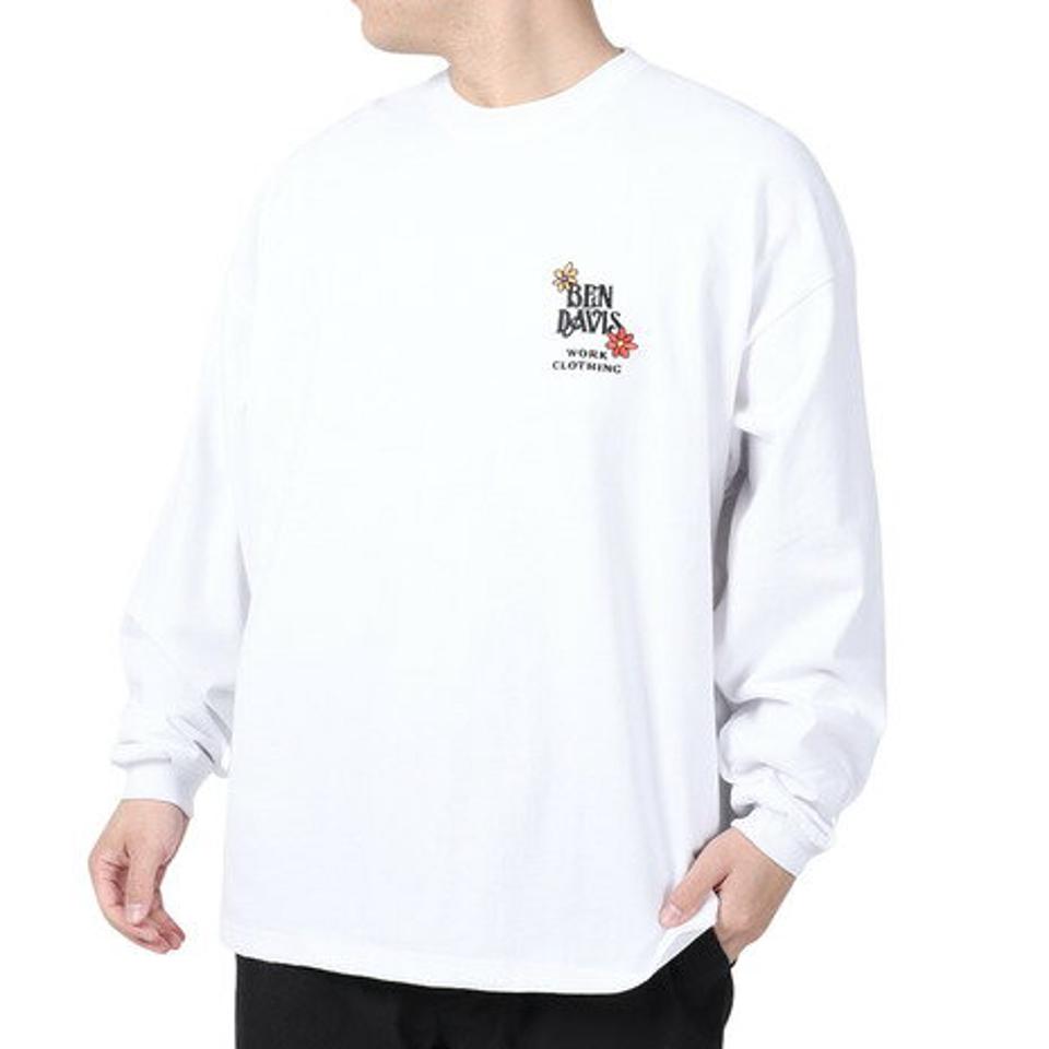 【SOY受賞記念1/30 9:59までエントリーでP4倍】ベンデイビス（BEN DAVIS）（メンズ、レディース）HARVEST BRUSHED 長袖Tシャツ 24380022-07WHT