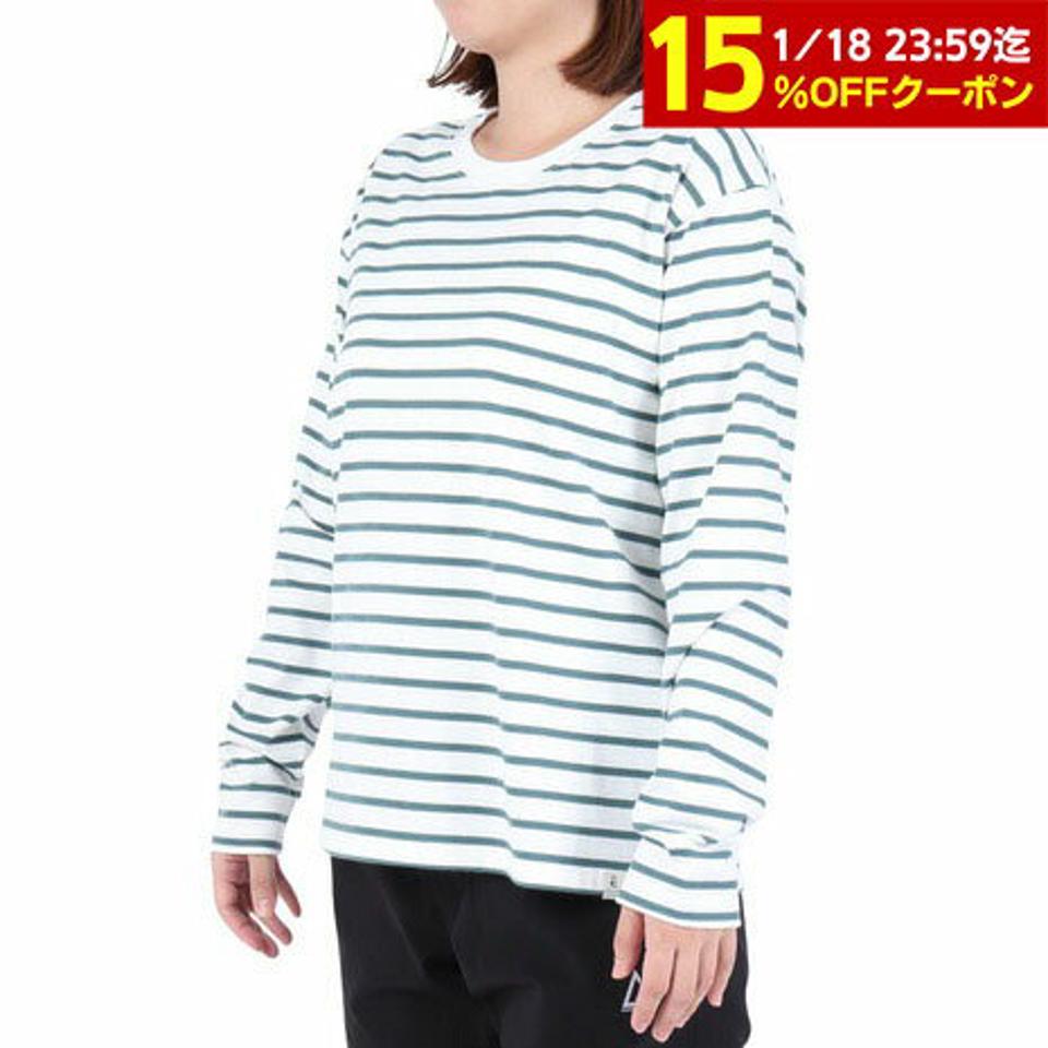 【15%OFFクーポン対象！1/25まで】エルケクス（ELKEX）（レディース）長袖クルーネック ストライプTシャツ EKL3FA0012 GRN