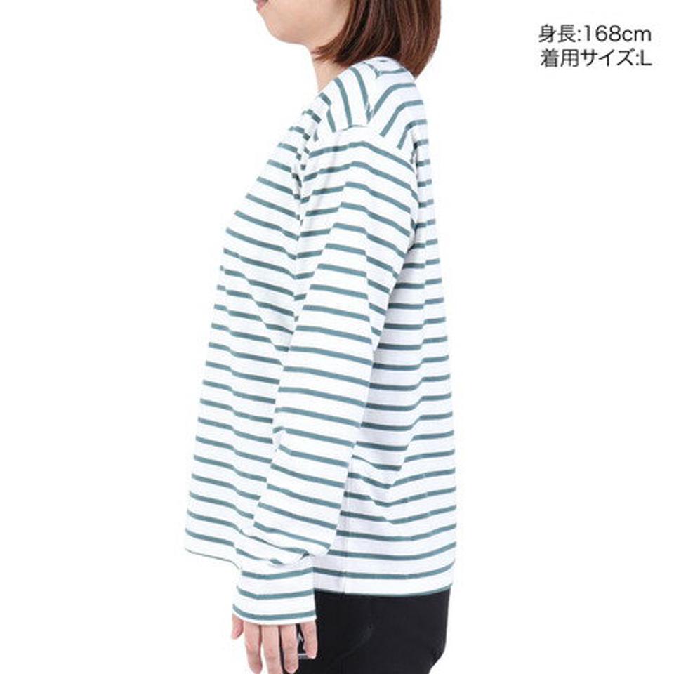 【15%OFFクーポン対象！1/25まで】エルケクス（ELKEX）（レディース）長袖クルーネック ストライプTシャツ EKL3FA0012 GRN
