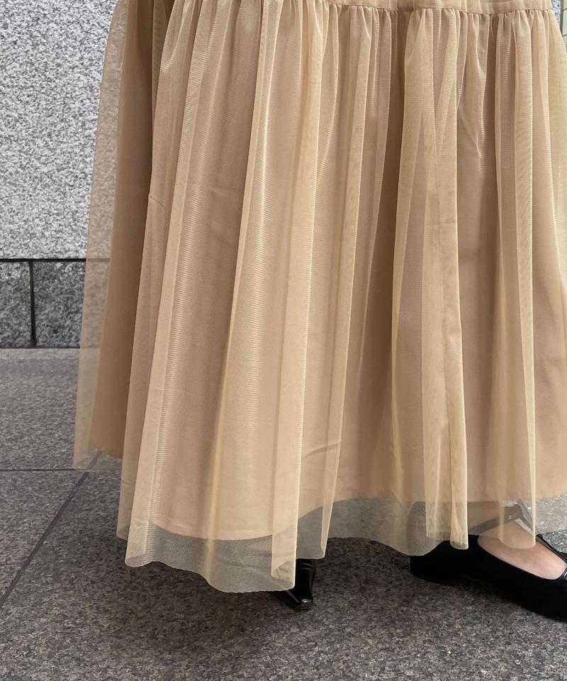 【オケージョン/サイズ展開あり/人気につき再販】チュールハイネックワンピース