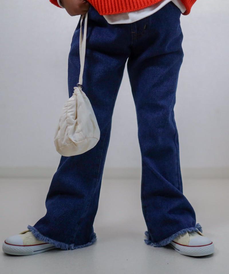 【KIDS】【TYPY DENIM】甘織り裾フリンジフレアデニム
