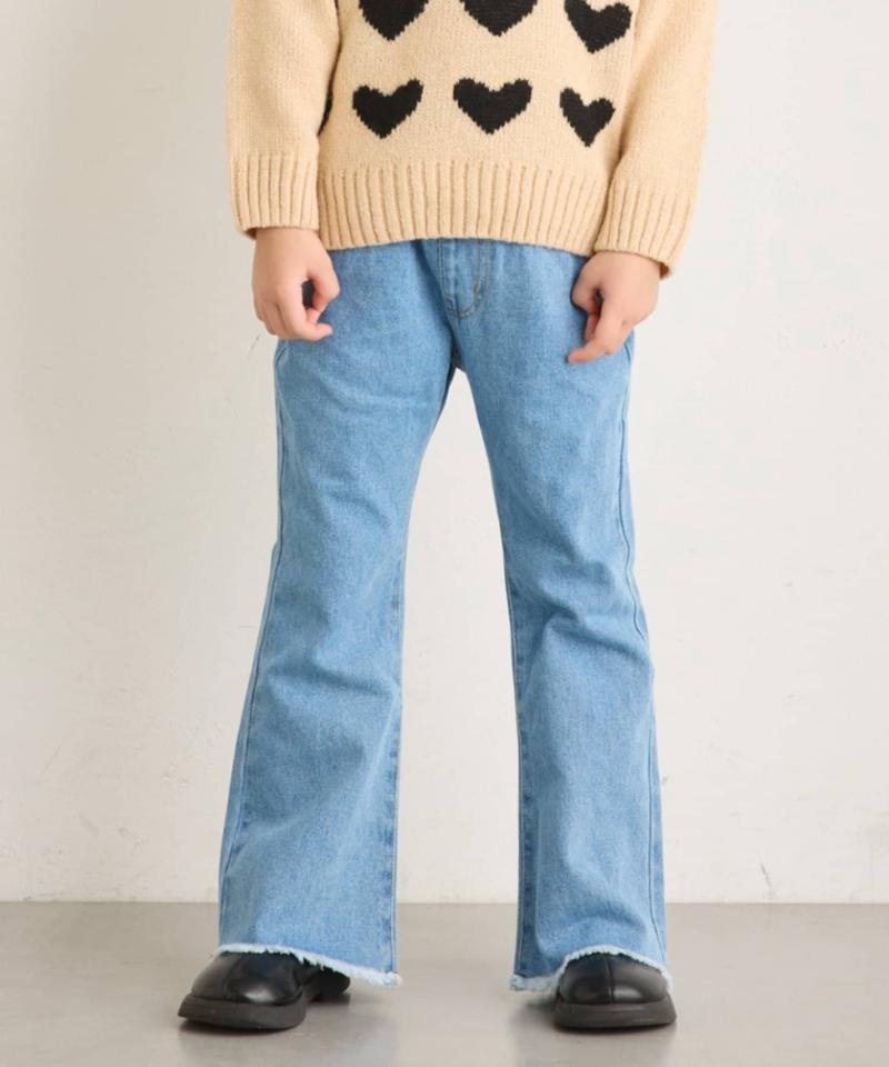 【KIDS】【TYPY DENIM】甘織り裾フリンジフレアデニム