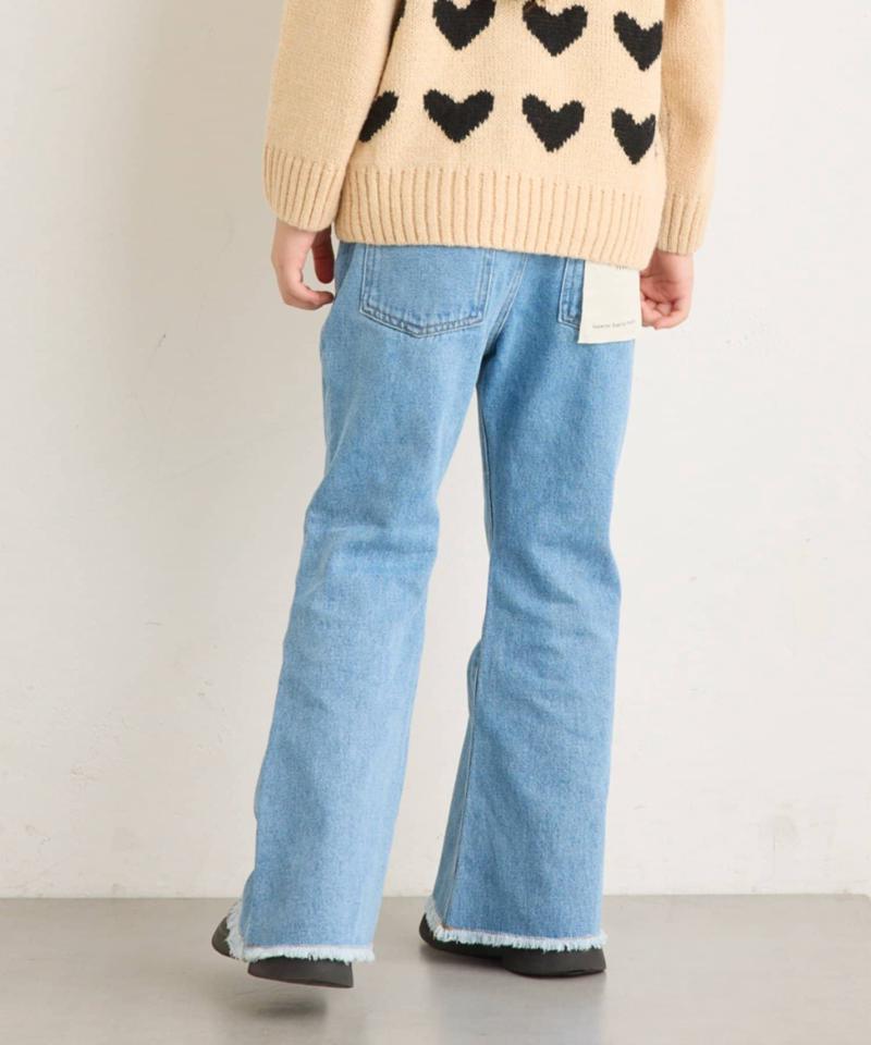 【KIDS】【TYPY DENIM】甘織り裾フリンジフレアデニム