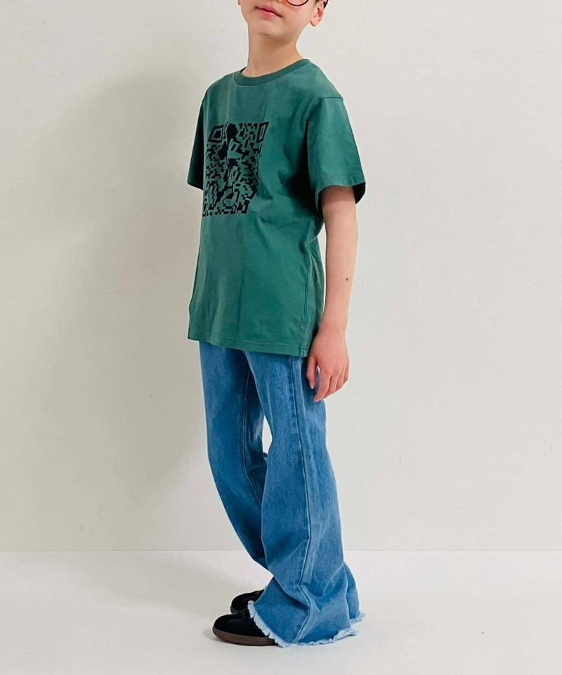 【KIDS】【TYPY DENIM】甘織り裾フリンジフレアデニム