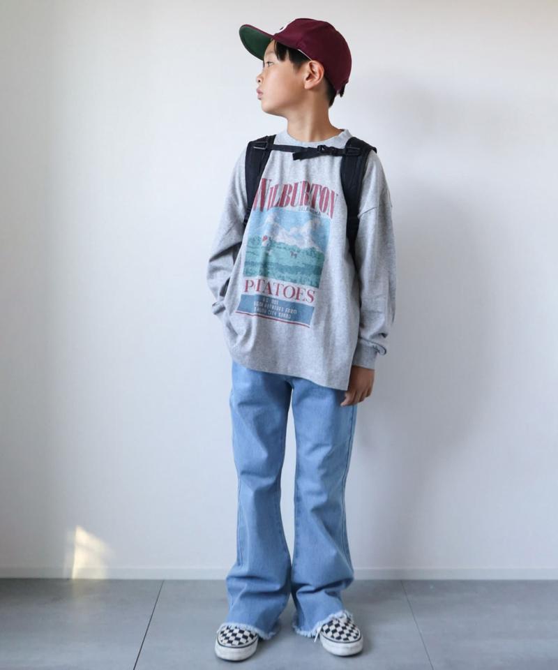 【KIDS】【TYPY DENIM】甘織り裾フリンジフレアデニム