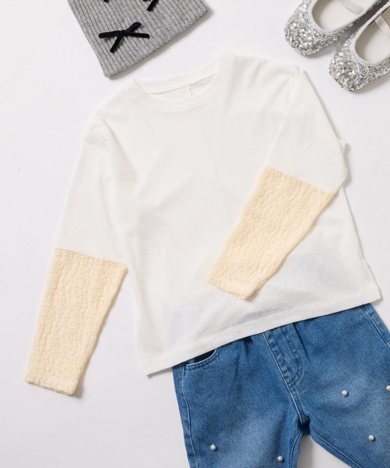 【KIDS】袖切り替えシアーカットソー