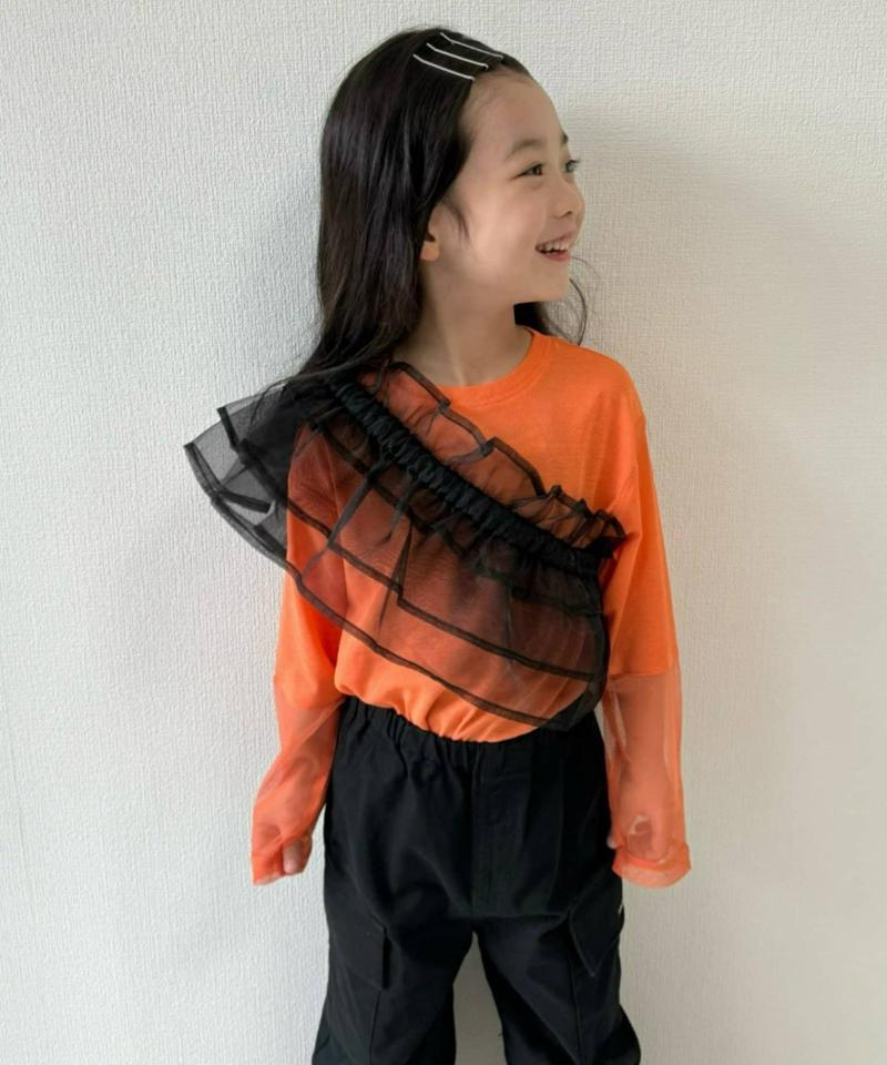 【KIDS】袖切り替えシアーカットソー