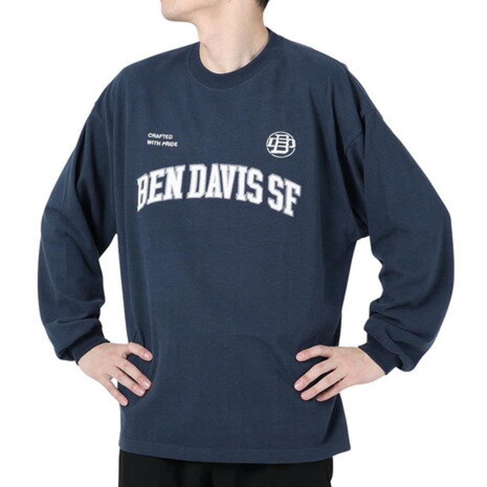 【SOY受賞記念1/30 9:59までエントリーでP4倍】ベンデイビス（BEN DAVIS）（メンズ）カレッジ ブラッシュド 長袖Tシャツ 24380023-60NAV
