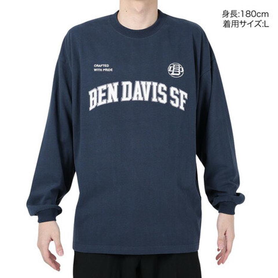 【SOY受賞記念1/30 9:59までエントリーでP4倍】ベンデイビス（BEN DAVIS）（メンズ）カレッジ ブラッシュド 長袖Tシャツ 24380023-60NAV