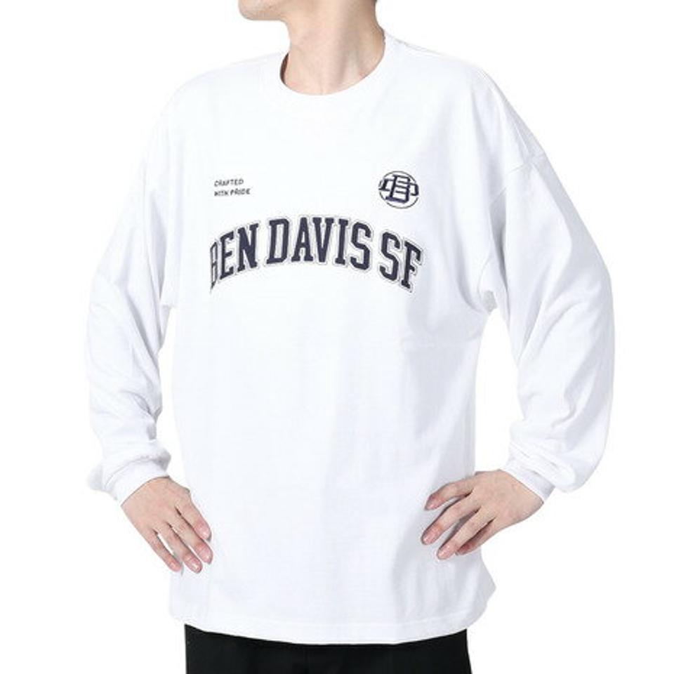 【SOY受賞記念1/30 9:59までエントリーでP4倍】ベンデイビス（BEN DAVIS）（メンズ）カレッジ ブラッシュド 長袖Tシャツ 24380023-07WHT