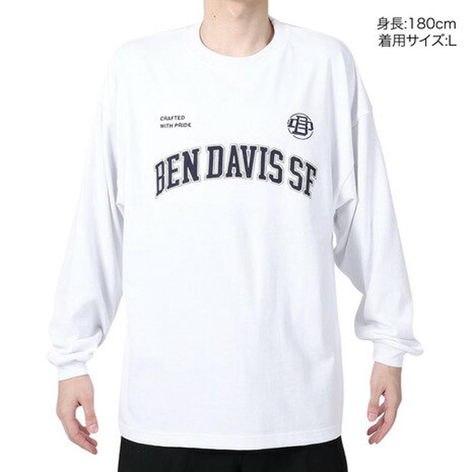 【SOY受賞記念1/30 9:59までエントリーでP4倍】ベンデイビス（BEN DAVIS）（メンズ）カレッジ ブラッシュド 長袖Tシャツ 24380023-07WHT