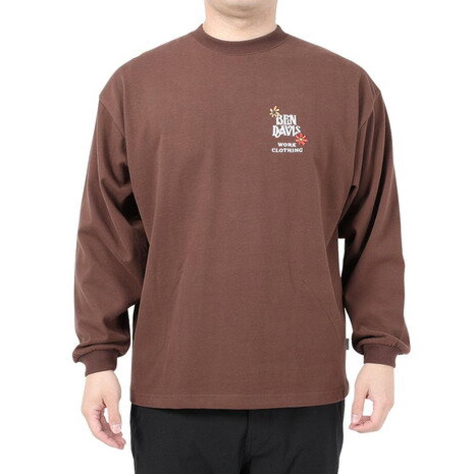 【SOY受賞記念1/30 9:59までエントリーでP4倍】ベンデイビス（BEN DAVIS）（メンズ、レディース）HARVEST BRUSHED 長袖Tシャツ 24380022-32BRW