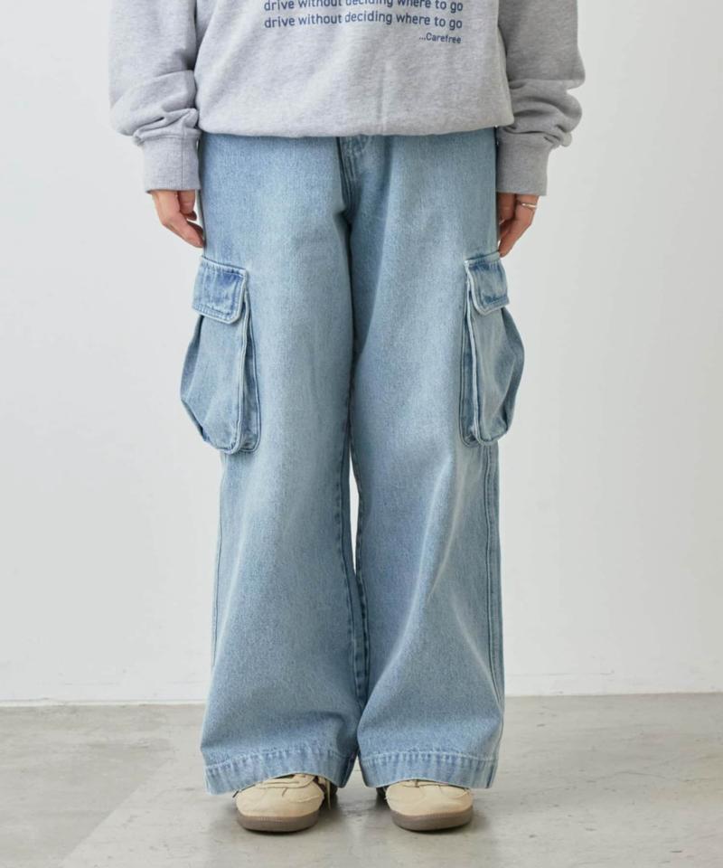 【UNISEX】ワイドデニムカーゴパンツ