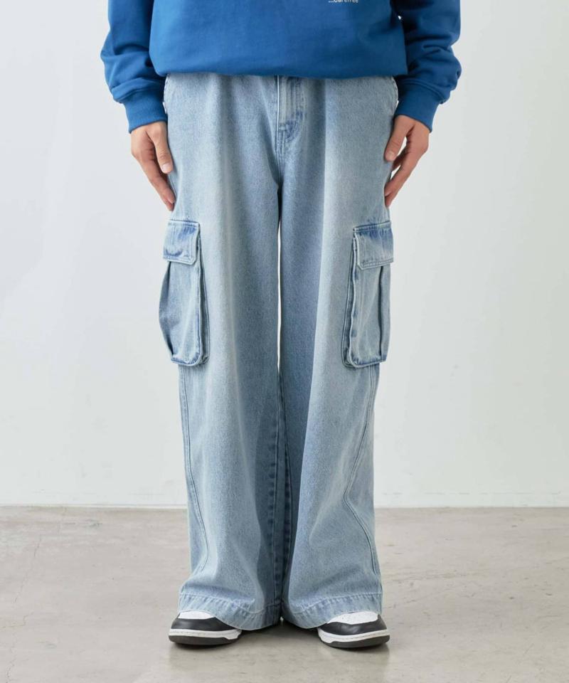 【UNISEX】ワイドデニムカーゴパンツ