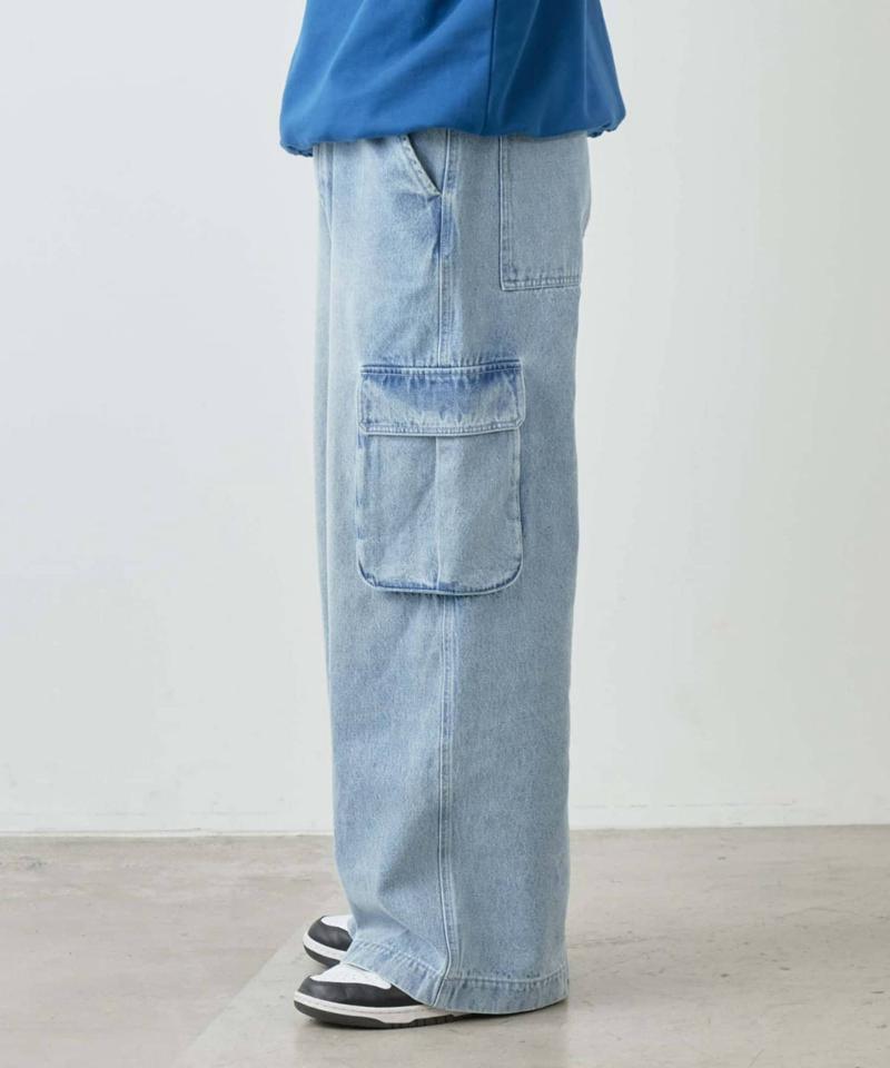 【UNISEX】ワイドデニムカーゴパンツ