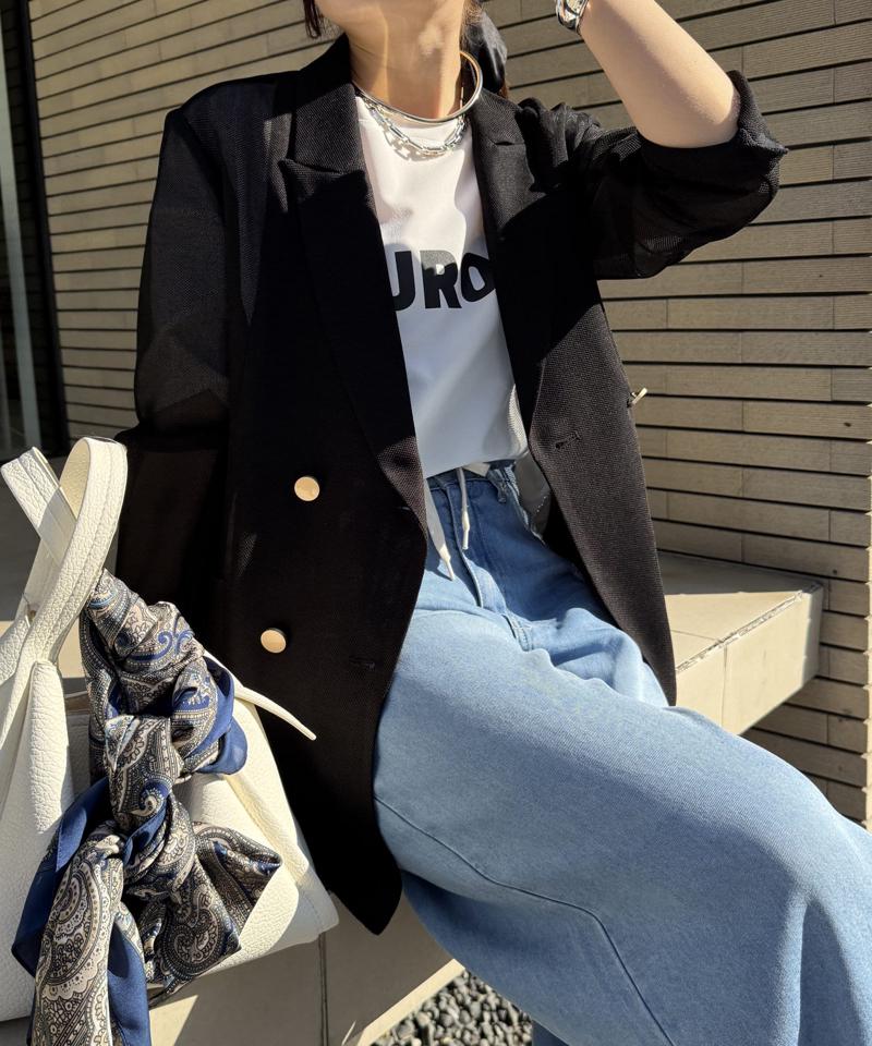 【マイナス3kgの華奢見えが叶う！】メッシュダブルジャケット