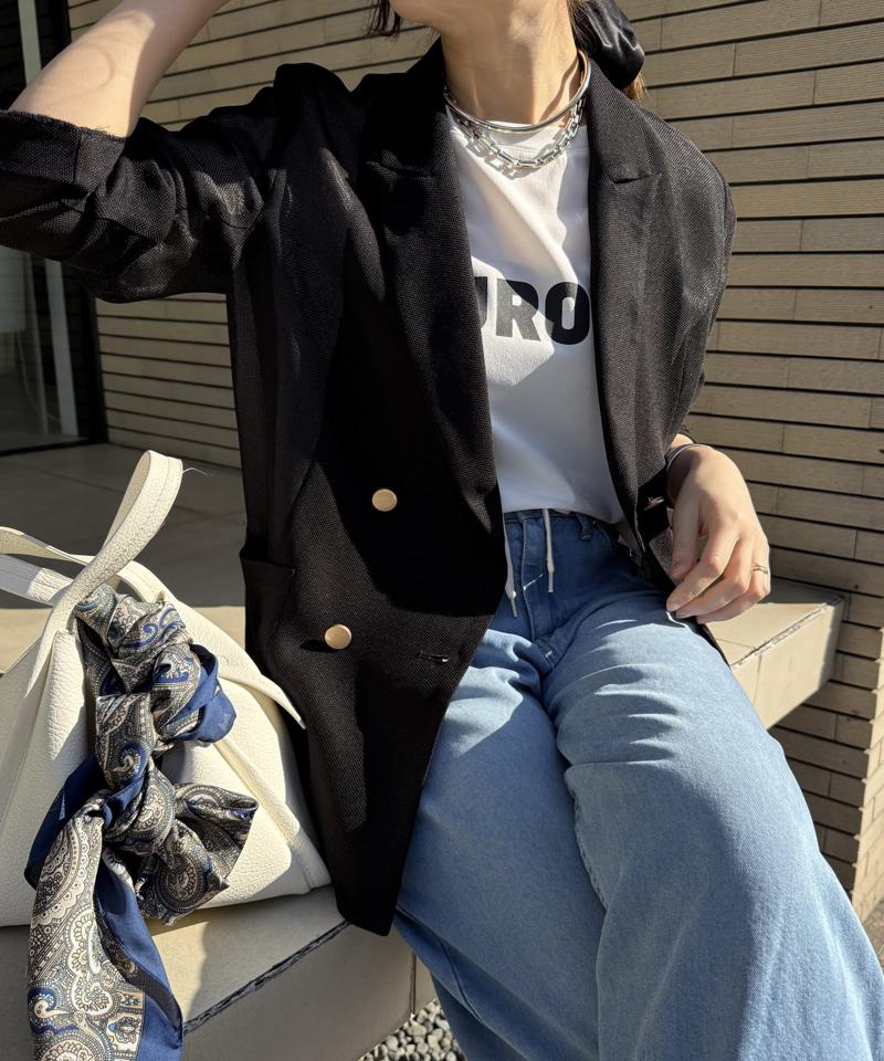 【マイナス3kgの華奢見えが叶う！】メッシュダブルジャケット