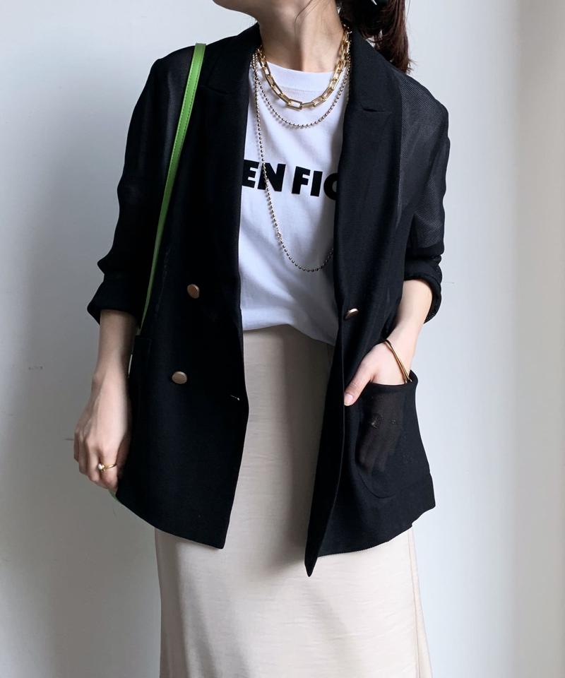 【マイナス3kgの華奢見えが叶う！】メッシュダブルジャケット