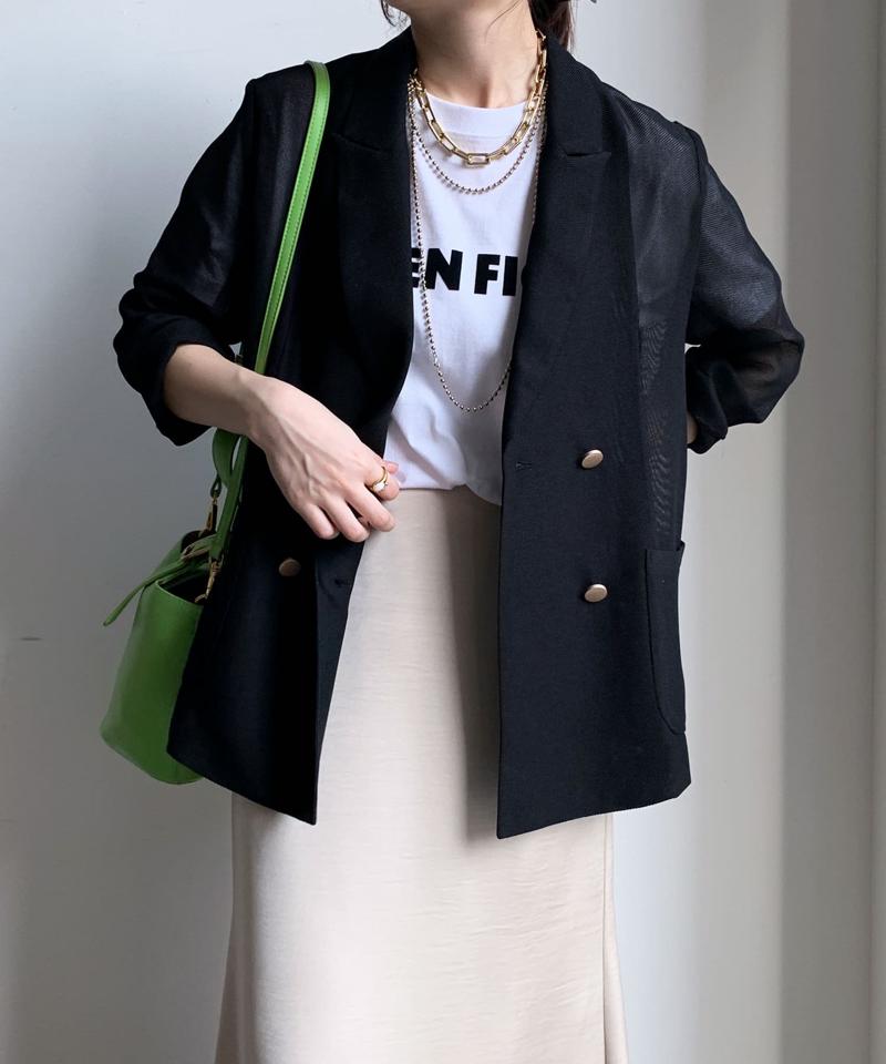 【マイナス3kgの華奢見えが叶う！】メッシュダブルジャケット