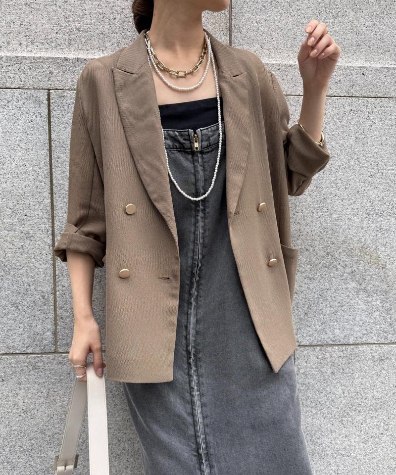 【マイナス3kgの華奢見えが叶う！】メッシュダブルジャケット