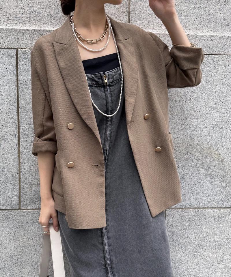 【マイナス3kgの華奢見えが叶う！】メッシュダブルジャケット