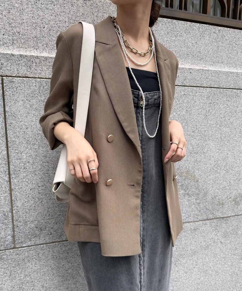 【マイナス3kgの華奢見えが叶う！】メッシュダブルジャケット