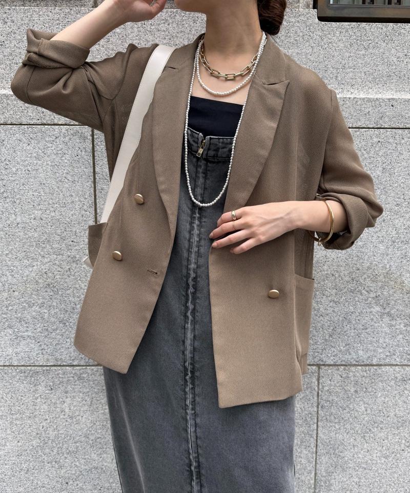 【マイナス3kgの華奢見えが叶う！】メッシュダブルジャケット