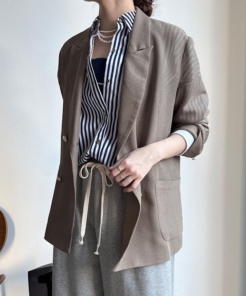 【マイナス3kgの華奢見えが叶う！】メッシュダブルジャケット