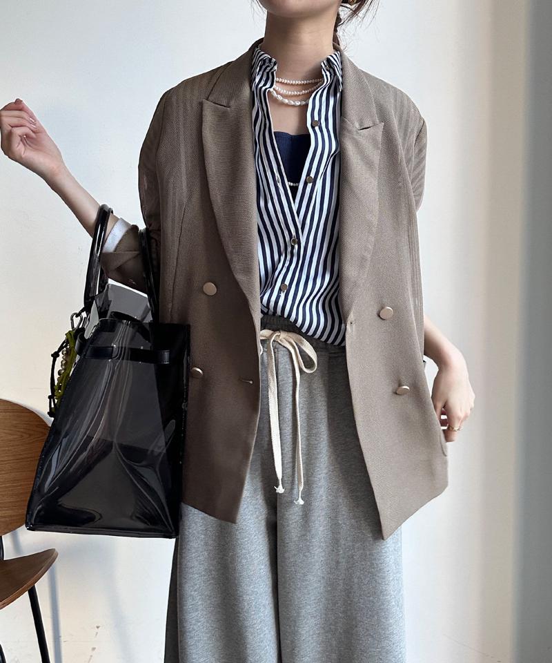 【マイナス3kgの華奢見えが叶う！】メッシュダブルジャケット