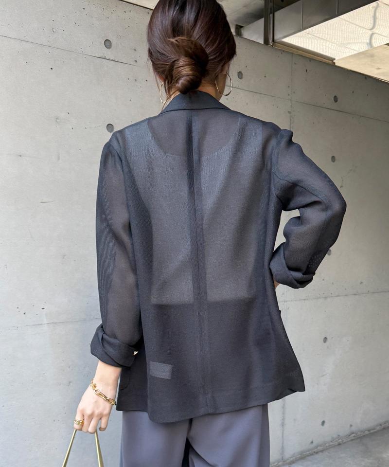【マイナス3kgの華奢見えが叶う！】メッシュダブルジャケット