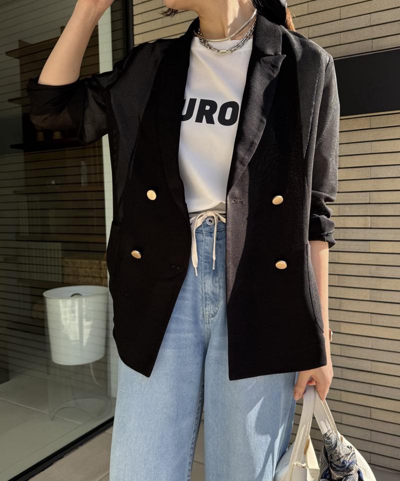 【マイナス3kgの華奢見えが叶う！】メッシュダブルジャケット