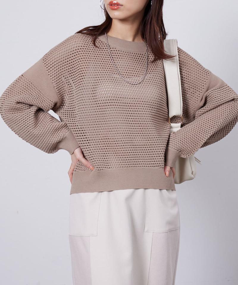 コットンメッシュニットプルオーバー