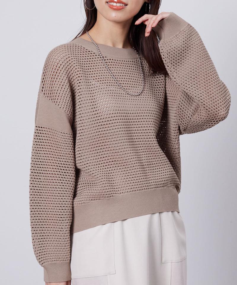 コットンメッシュニットプルオーバー