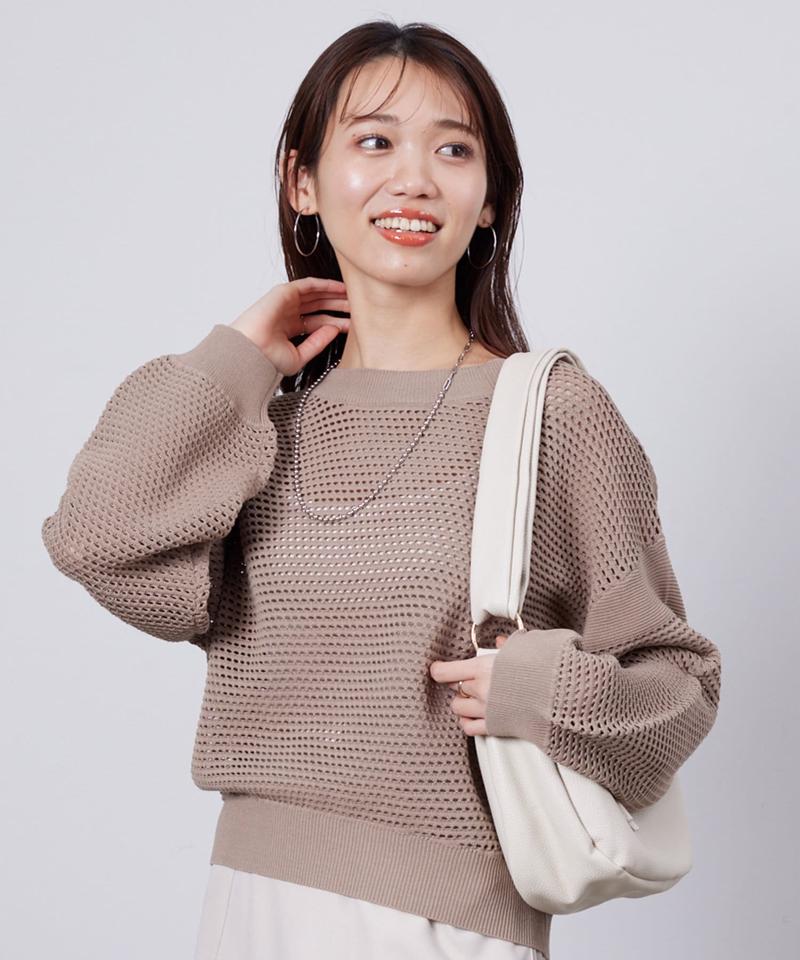 コットンメッシュニットプルオーバー