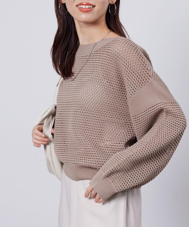 コットンメッシュニットプルオーバー