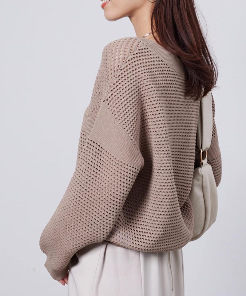 コットンメッシュニットプルオーバー