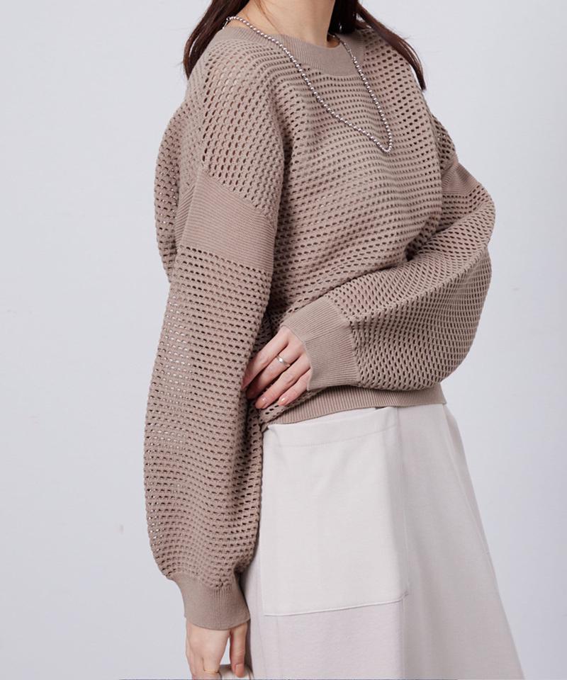 コットンメッシュニットプルオーバー