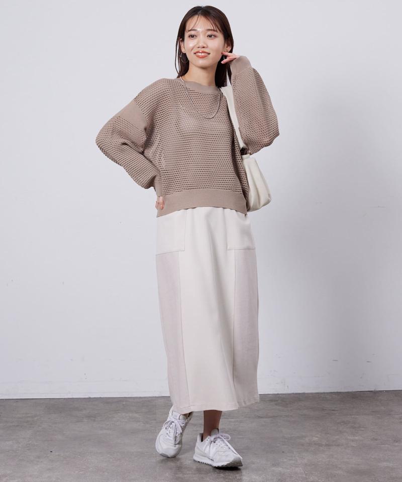 コットンメッシュニットプルオーバー
