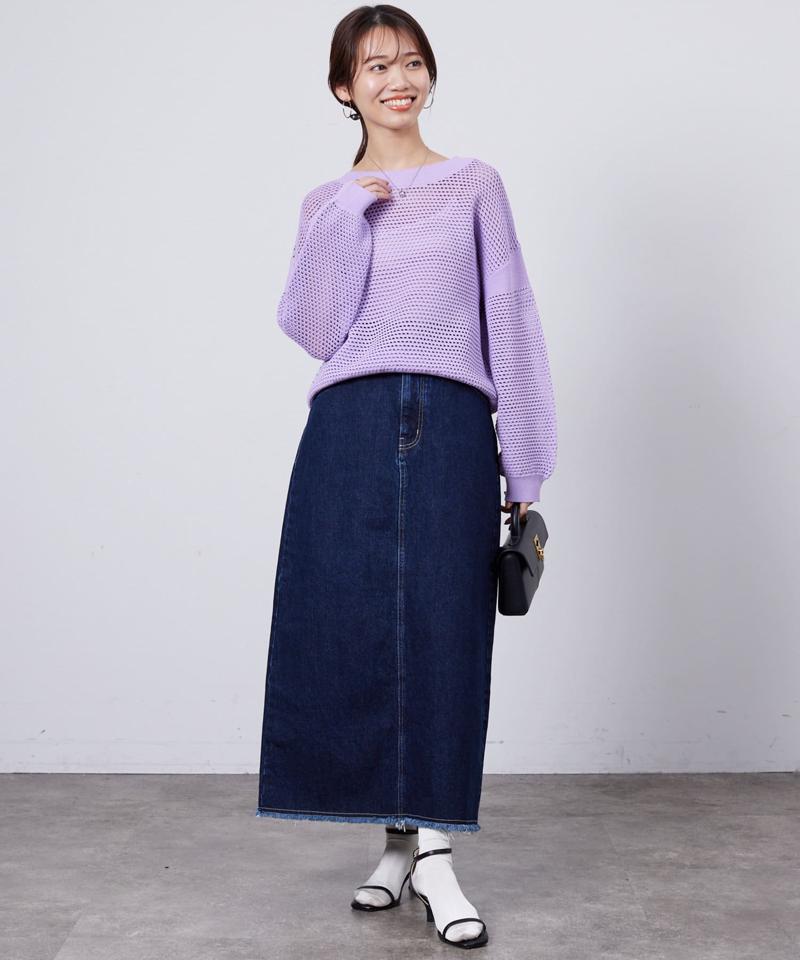 コットンメッシュニットプルオーバー