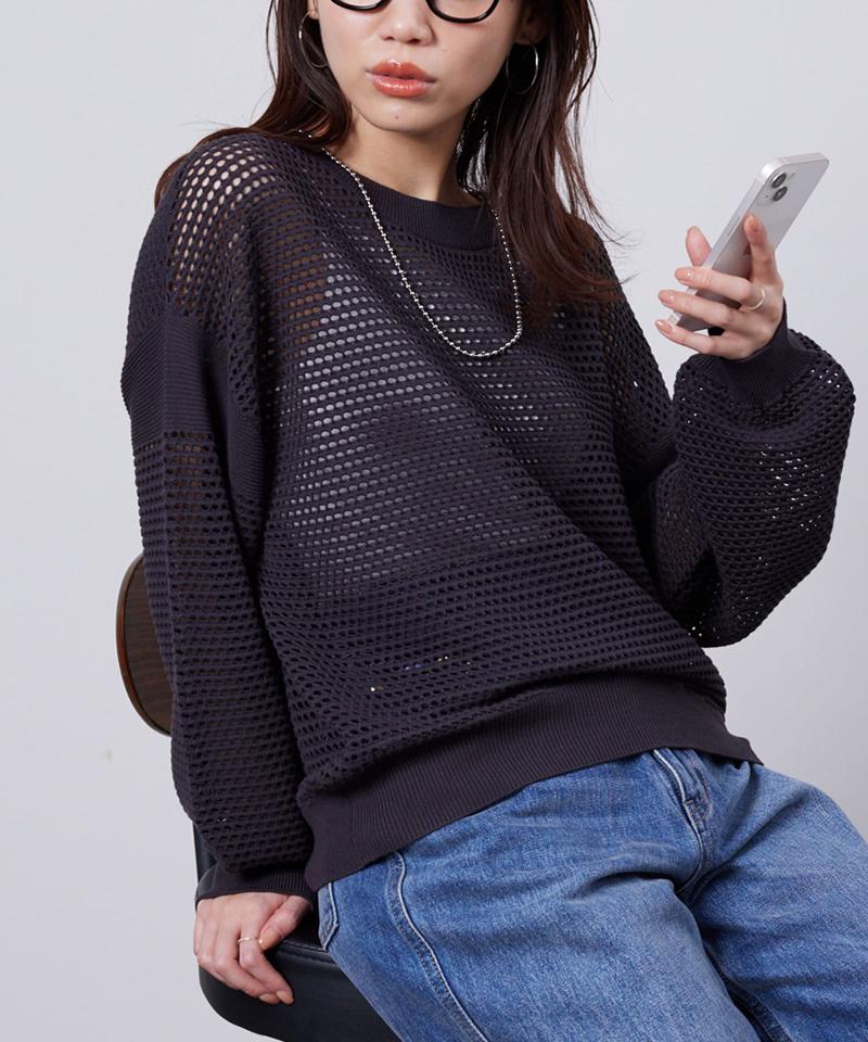 コットンメッシュニットプルオーバー