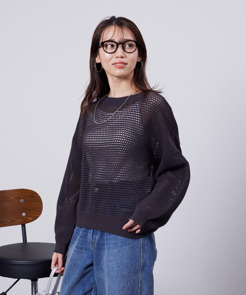 コットンメッシュニットプルオーバー