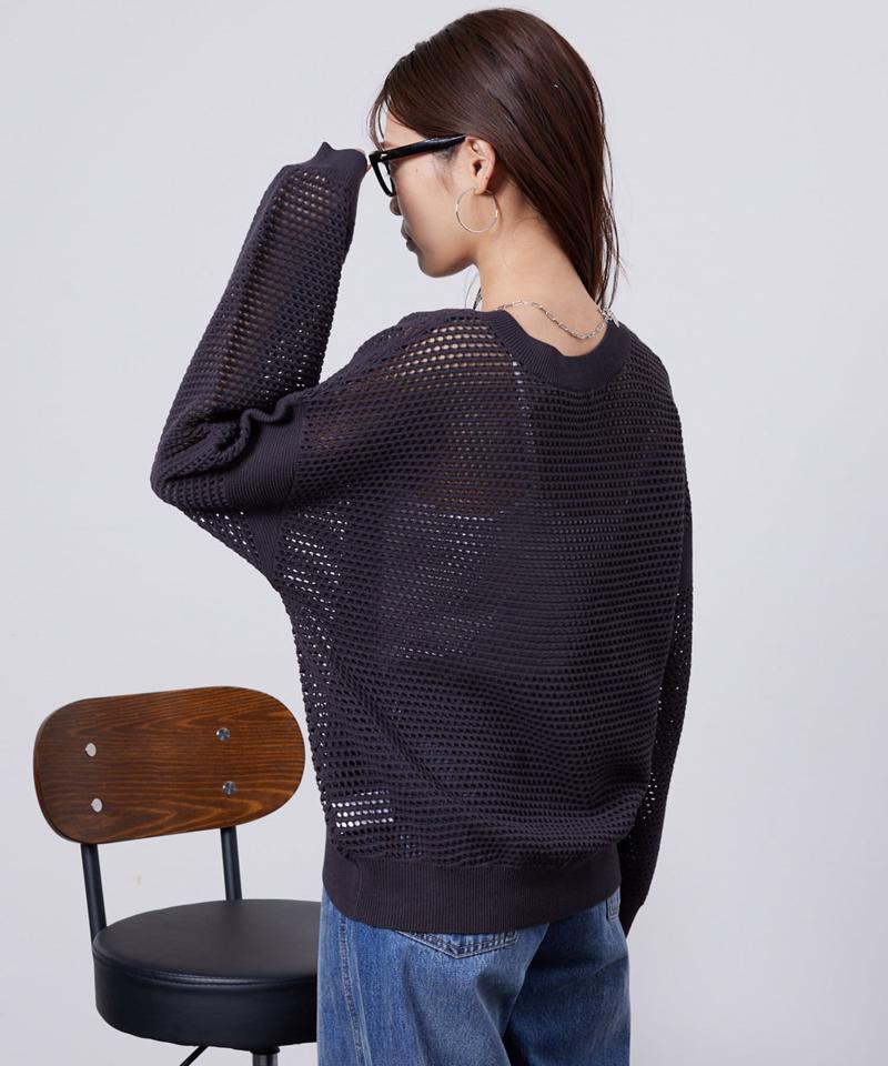 コットンメッシュニットプルオーバー