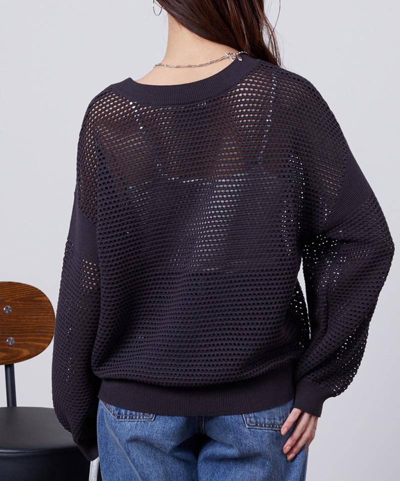 コットンメッシュニットプルオーバー