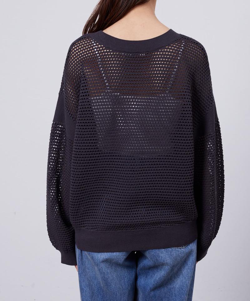 コットンメッシュニットプルオーバー