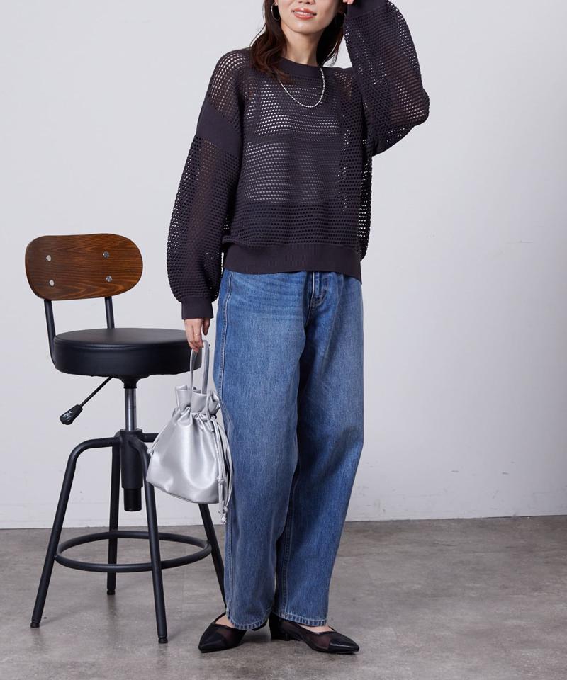 コットンメッシュニットプルオーバー