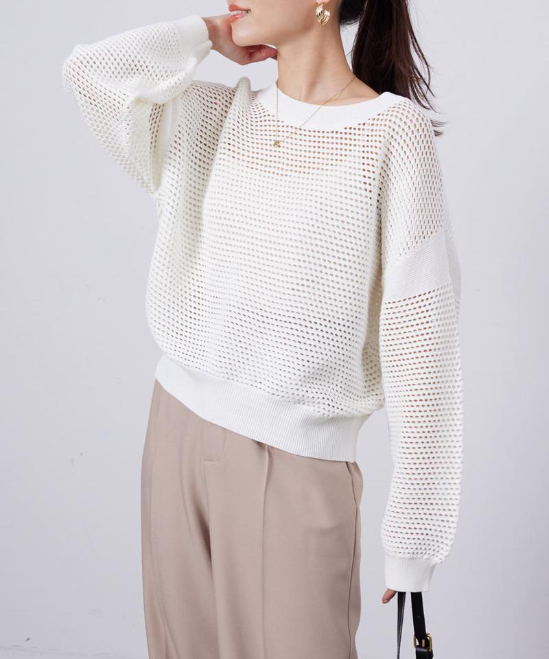 コットンメッシュニットプルオーバー