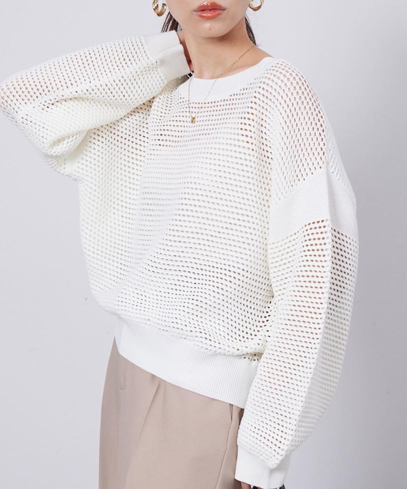 コットンメッシュニットプルオーバー