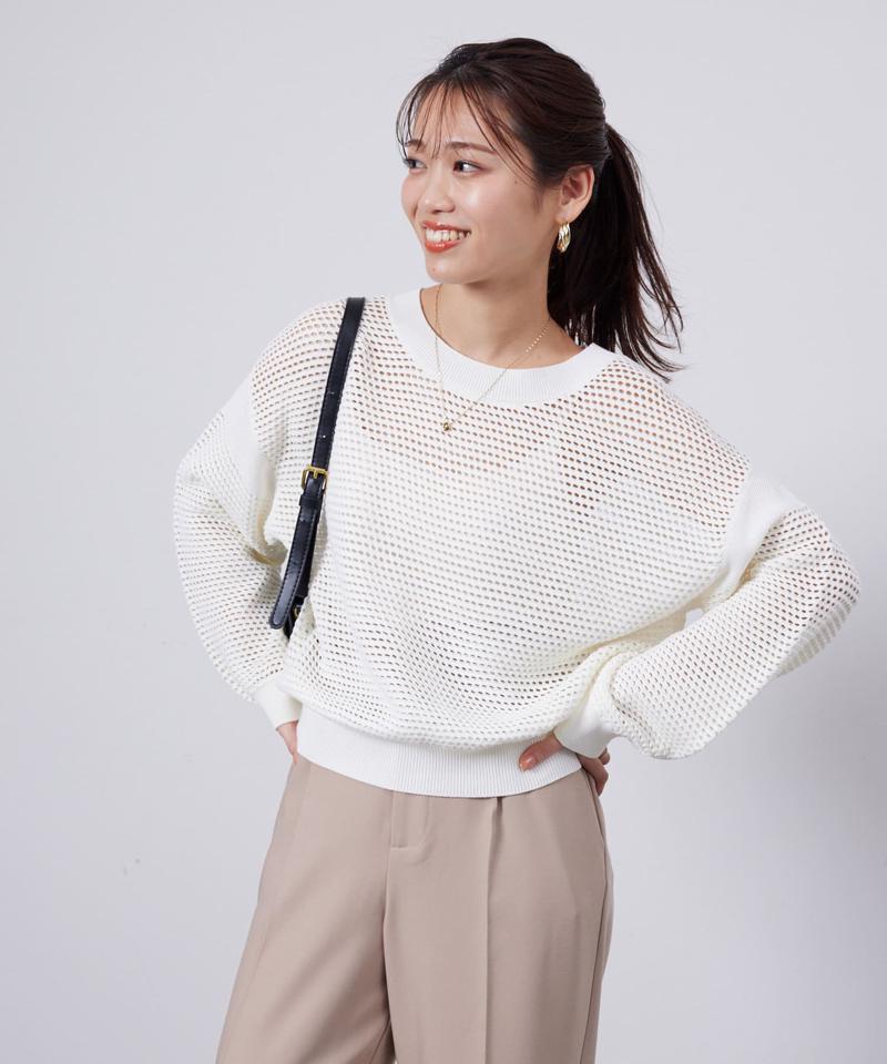コットンメッシュニットプルオーバー